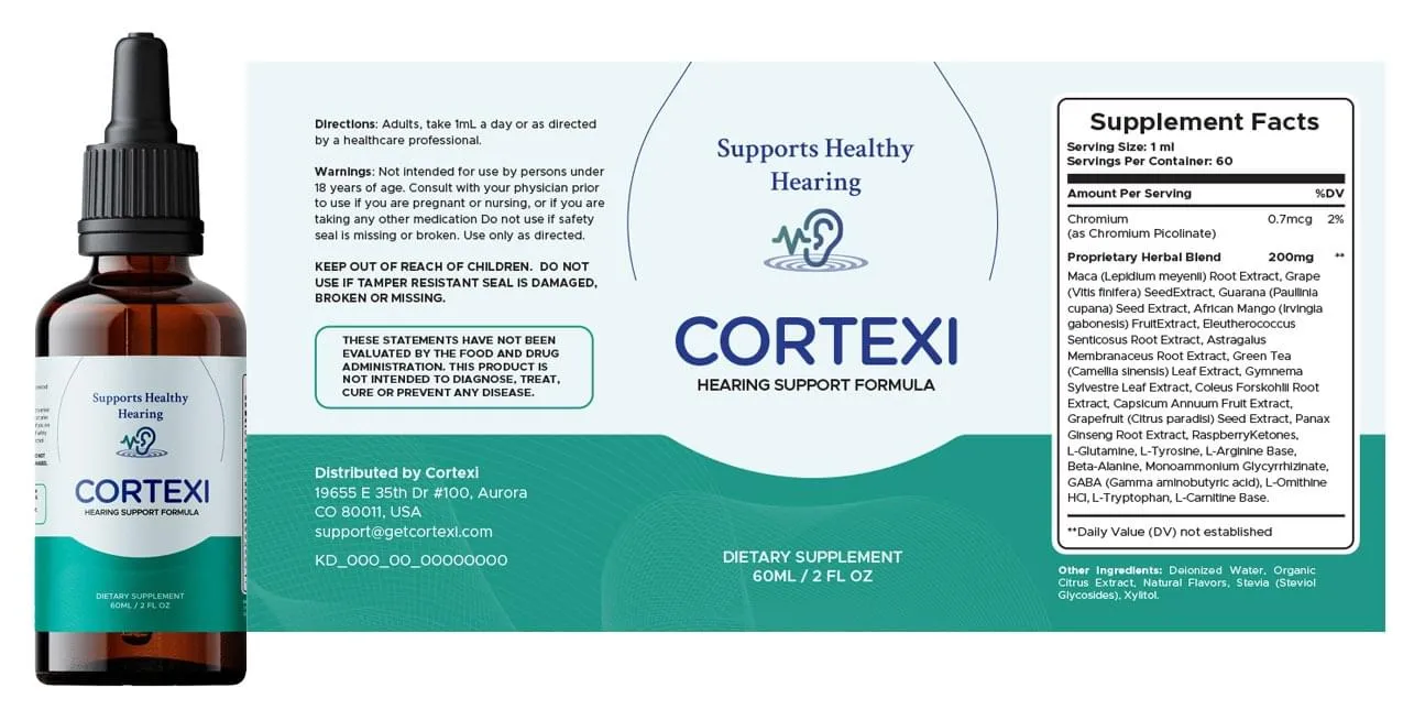 cortexi Ingredients label